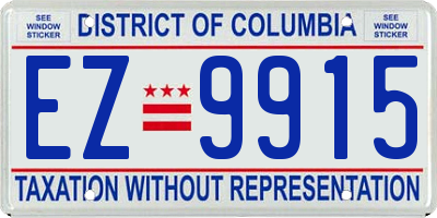 DC license plate EZ9915