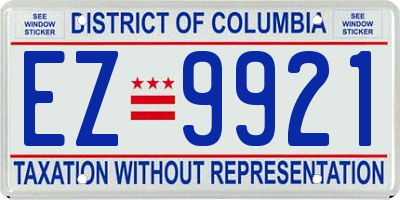 DC license plate EZ9921