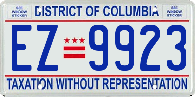 DC license plate EZ9923