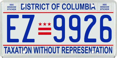 DC license plate EZ9926