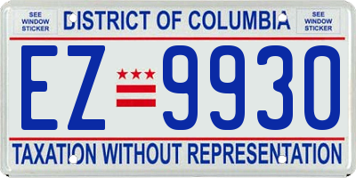 DC license plate EZ9930