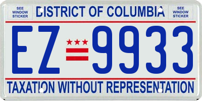 DC license plate EZ9933