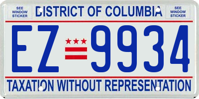 DC license plate EZ9934