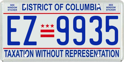 DC license plate EZ9935