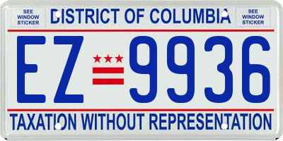 DC license plate EZ9936