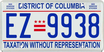 DC license plate EZ9938