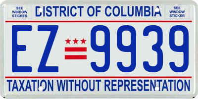 DC license plate EZ9939