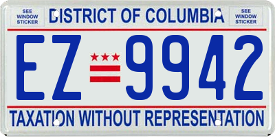 DC license plate EZ9942