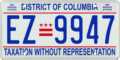 DC license plate EZ9947