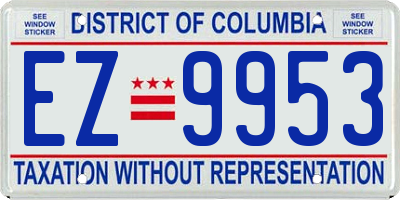 DC license plate EZ9953