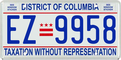 DC license plate EZ9958