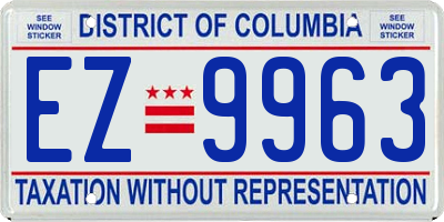 DC license plate EZ9963