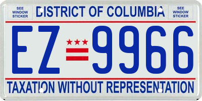 DC license plate EZ9966