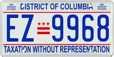 DC license plate EZ9968