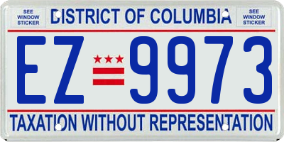 DC license plate EZ9973