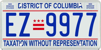 DC license plate EZ9977