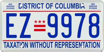 DC license plate EZ9978