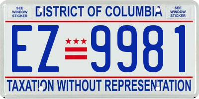 DC license plate EZ9981