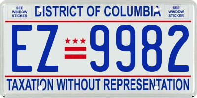 DC license plate EZ9982