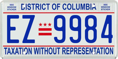 DC license plate EZ9984