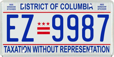 DC license plate EZ9987