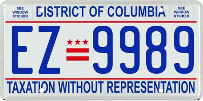 DC license plate EZ9989