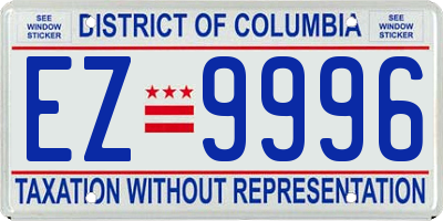 DC license plate EZ9996