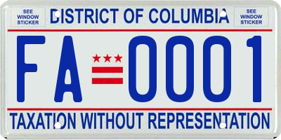 DC license plate FA0001