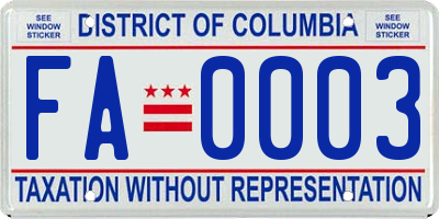 DC license plate FA0003