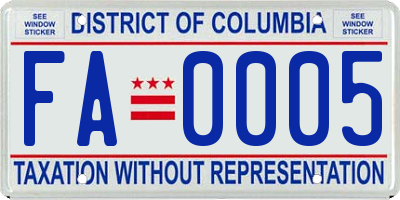 DC license plate FA0005