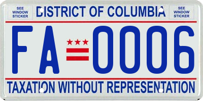 DC license plate FA0006