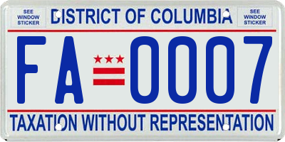 DC license plate FA0007