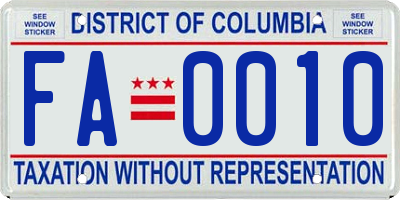 DC license plate FA0010