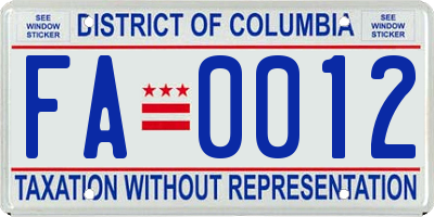 DC license plate FA0012