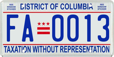 DC license plate FA0013