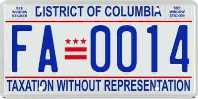 DC license plate FA0014