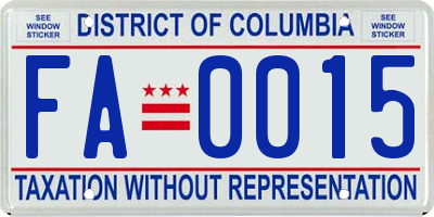 DC license plate FA0015