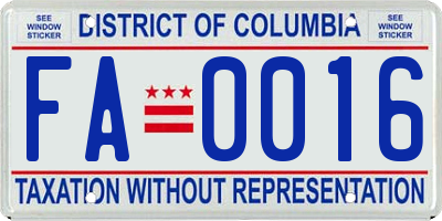 DC license plate FA0016