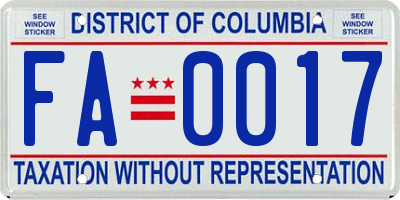 DC license plate FA0017