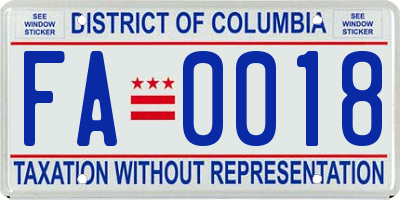 DC license plate FA0018