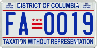 DC license plate FA0019