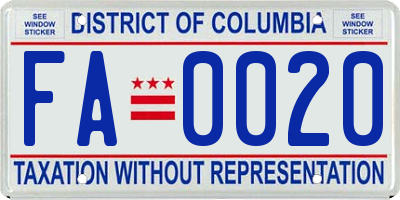 DC license plate FA0020