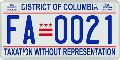 DC license plate FA0021