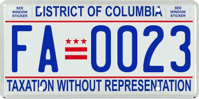 DC license plate FA0023