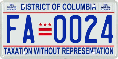 DC license plate FA0024