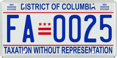 DC license plate FA0025