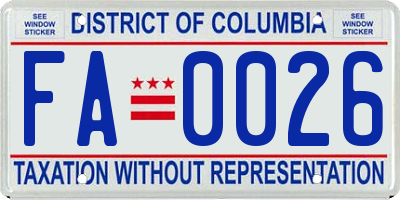 DC license plate FA0026