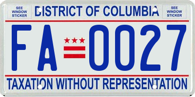 DC license plate FA0027