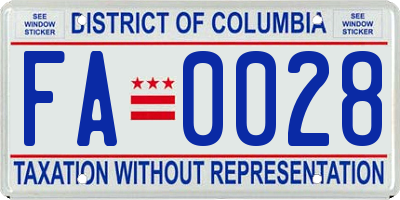 DC license plate FA0028