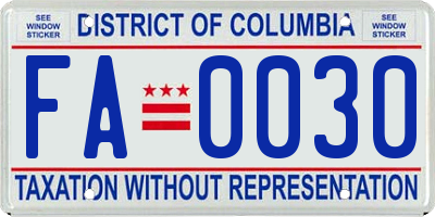 DC license plate FA0030